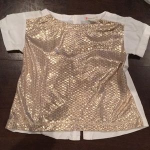 Crewcuts short sleeve gold metallic top